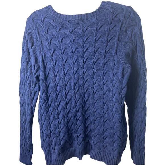 Land’s End Royal Blue 100% Cotton Cable Knit Sweater, The Drifter, Casual, M - Picture 7 of 10